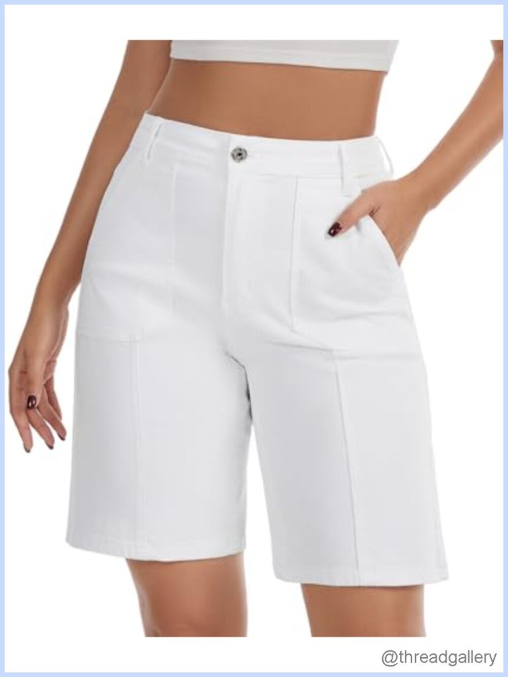 High Waisted Denim Bermuda Shorts Women Casual Summer Jean Shorts Stretchy